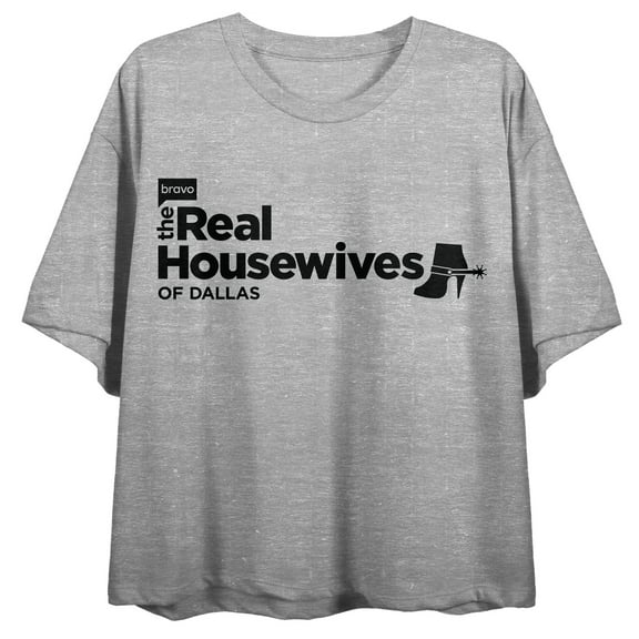 The Real Housewives Of Dallas Logo Crew Neck Short Sleeve Athletic Heather Women's Crop Top-XS