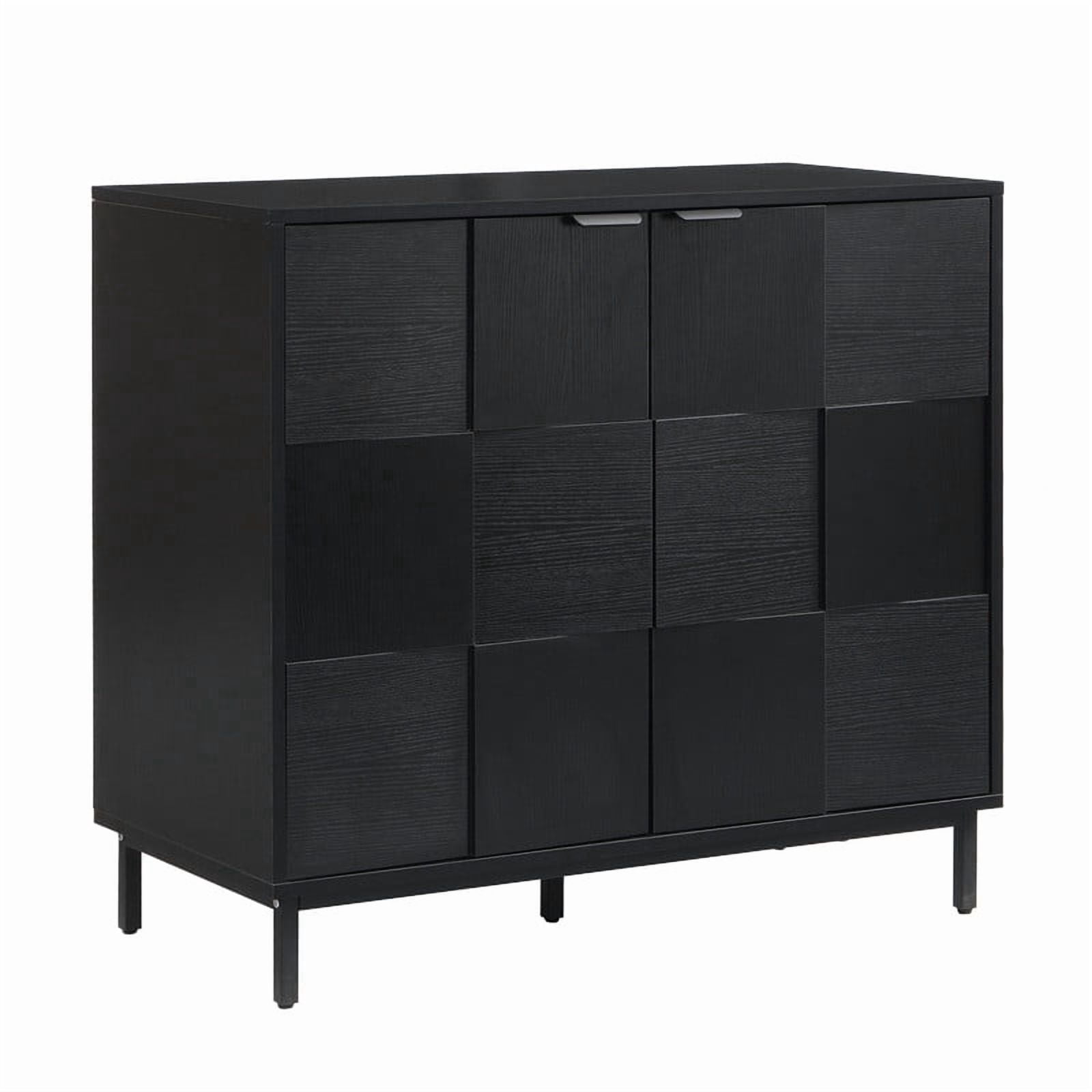 Euroco Sideboard Buffet Cabinet with Storage, Modern Storage Credenza Coffee Bar with 2 Doors for Kitchen Living Room,Entryway,Matt Black