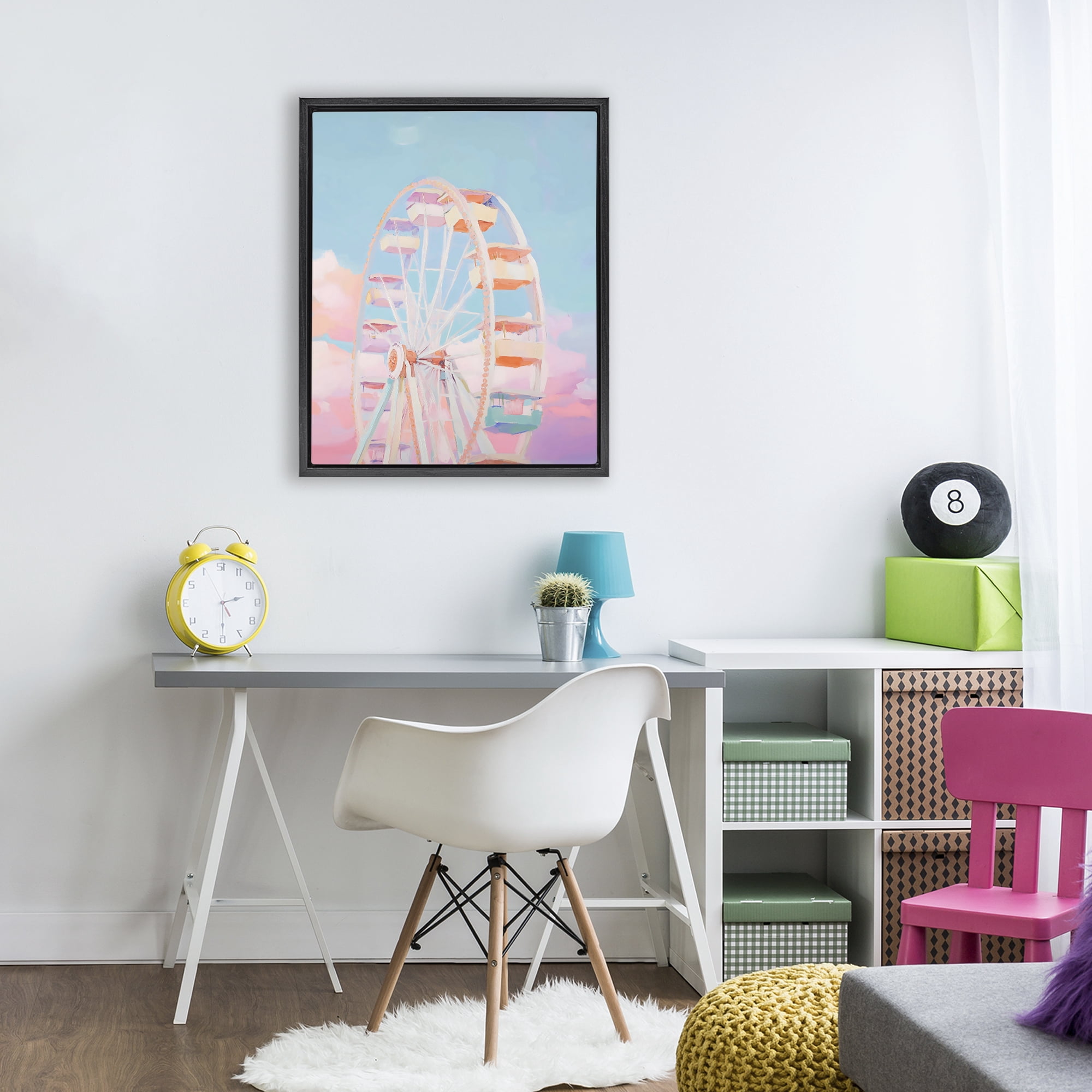 Stupell Industries Ferris Wheel & Cotton Candy Sky Black Framed Floater Canvas Wall Art, design by The Prints Vibe
