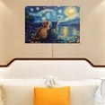 thumbnail image 6 of AIOE Van Gogh Starry Night With Cartoon Cats Canvas Wall Art Night Starry Pictures Paintings Wall Decor, Animal Cats Artworks for Bedroom Living Room Wall Decor Unframe: 12x8in, 6 of 7