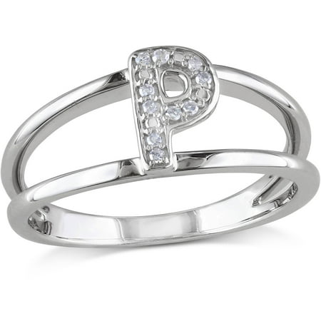 Miabella Diamond-Accent Sterling Silver Initial Ring