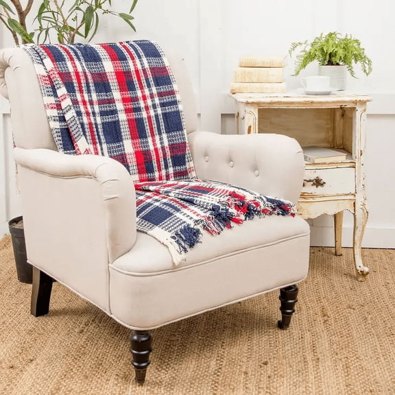 Harbor Plaid Woven Cotton Throw