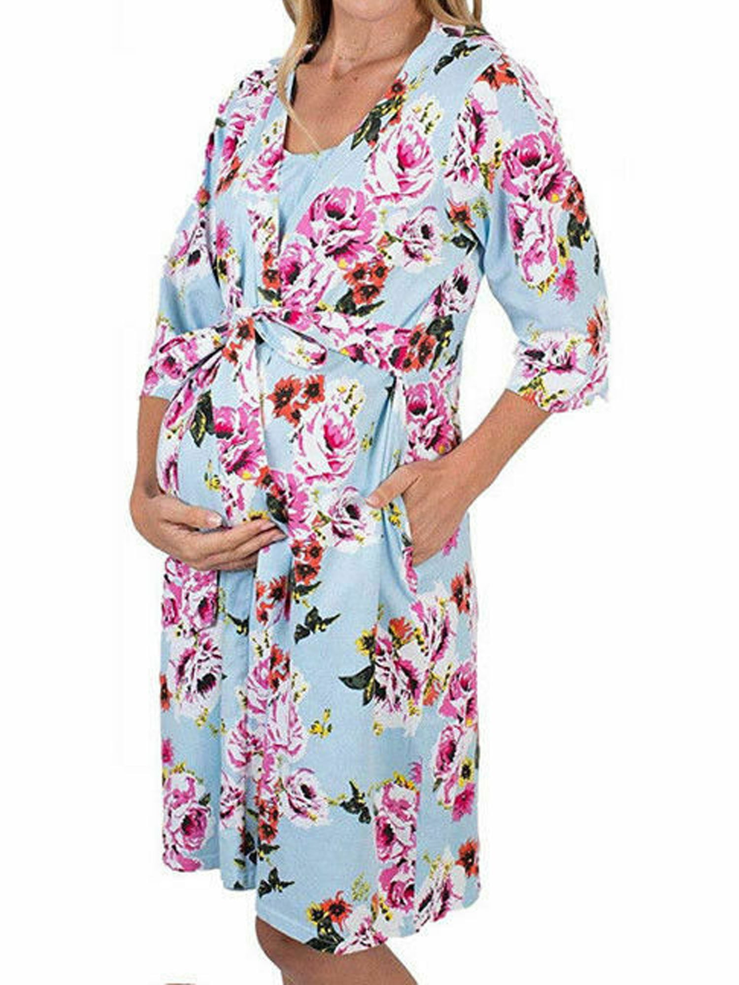 Women's Maternity Nursing Robe Pregnancy Hospital Breastfeeding ...