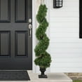 thumbnail image 2 of Northlight Real Touch™ Artificial Pre-Lit Cedar Spiral Topiary Tree, Clear Lights - 4.5", 2 of 7