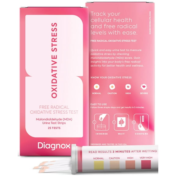 Oxidative Stress Test – At Home Urine MDA Test Strip | Free Radical & Antioxidant Marker | Wellness, Longevity & Vitality Test | Fast Results in 3 Mins | 25 Self Tests