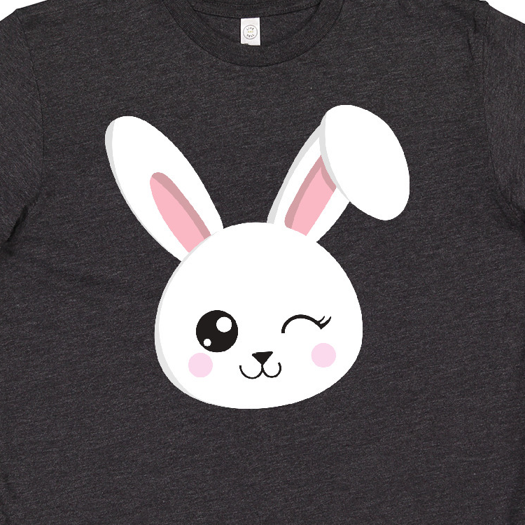 Inktastic Cute Bunny, Bunny Head, White Bunny, Winking Bunny Youth T-Shirt - image 3 of 4