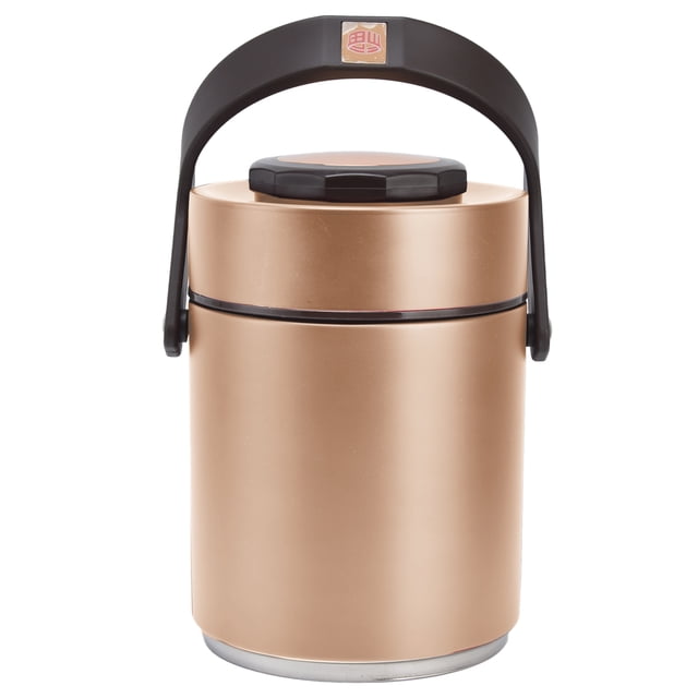 Insulation Lunch Box High Capacity 1.5L Stainless Steel Portable Heat Preservation Vacuum Bento Box for Adults StudentsGold