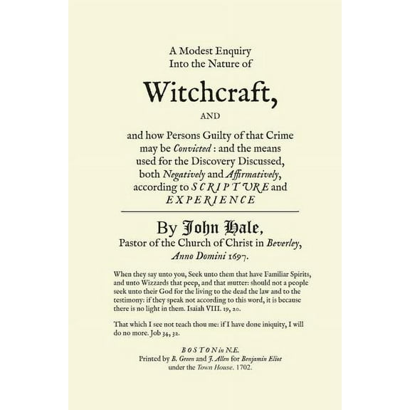 A Modest Enquiry Into the Nature of Witchcraft, (Paperback)