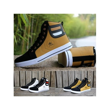 - Mens Round Toe High Top Casual Sneakers Leisure Lace Up Skateboard Sport Shoes