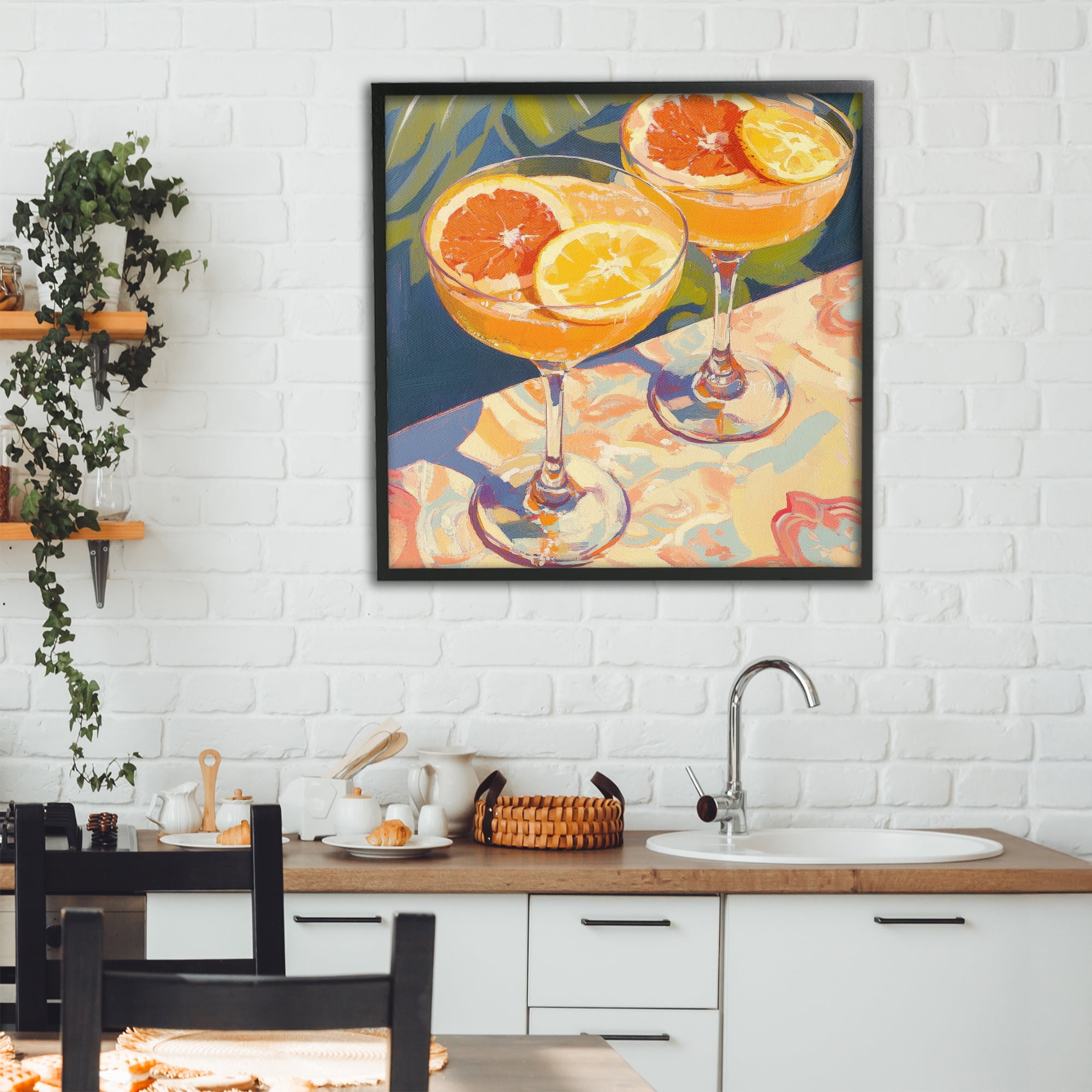 Stupell Industries Fruity Summer Cocktails Black Framed Giclee Art, design by Petal Prints Design