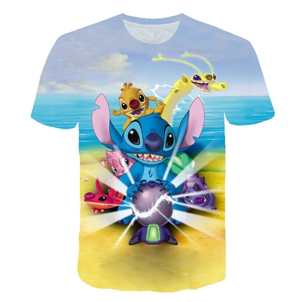 2023 año niños Disney Stitch Top Kawaii impresión Disney verano nuevos productos Harajuku moda Stitch lindo 2-10 edad T-Shirt5T Gao Jinjia LED