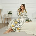 thumbnail image 3 of SEANATIVE Women's Long Sleeve Nightgown V Neck Pajama Dress Soft Button Front Nightshirt Long Length Sleepwear Sleepshirt for Lounge Bedroom Wear, L, Hummingbird Lemon, 3 of 7