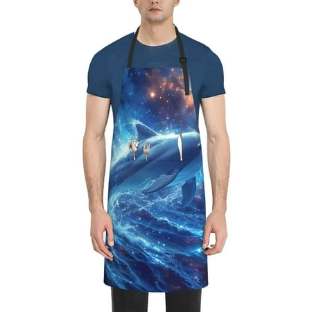 

Naloa Beautiful Ocean Dolphin Apron Kitchen Aprons with Pockets for Women Men Chef