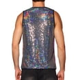 thumbnail image 3 of INSPIRE CHIC Men's Tops Sequin Crew Neck Sleeveless Metallic Tank Top 2XL Silver, 3 of 6