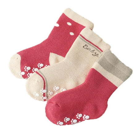 

Junrui Baby Girl Socks Toddler Boy crew Kids Unisex Warm Thick Cotton Socks Set 6 Pack Non Slip/Anti Skid (6-12 Months)