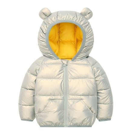 

TENSUNNYD Toddler Kids Baby Boys Girls Winter Windproof Solid Coats Bear Ears Hooded Jacket Outwear Infant 18M-24M