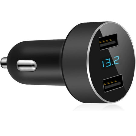 Znfrt Car Charger 5V/3.1A Quick Charge Dual USB Car Charger, Cigarette Lighter Voltage Meter, Compatible with Apple iPhone, iPad, Samsung Galaxy, Other USB Charging Devices