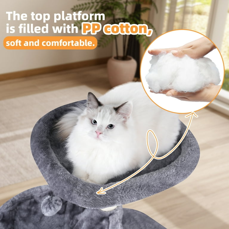 WK 39.37" Cat Tree Cat Tower with Cat Condo and Big Hammock for Indoor Small Cats,Grey