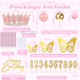 thumbnail image 4 of Topper para pastel SUTROMA Kit Corona Rosa Dorado con Mariposas, 4 of 7