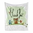 thumbnail image 1 of Animal Soft Flannel Fleece Throw Blanket, Little Birds Owl Worm and Sparrow and Flowers with Thank You Words Artwork Print, Cozy Plush for Indoor and Outdoor Use, 50" x 70", Green, by Ambesonne, 1 of 6