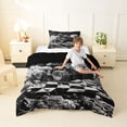 thumbnail image 2 of Castle Fairy Edgy ATV Art Twin Comforter Sets 3-Piece for Youth, Monochrome Off-Road Print Bedding Set for Bedroom, Black,Black Reversible, 2 of 6
