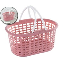 VQPeo Portable Storage Basket Shower Storage Basket Plastic Basket Shower Basket Plastic Tote with Handle Portable(Pink)