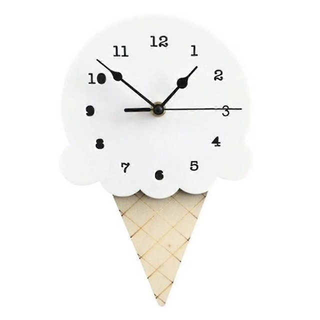 Reloj de pared con forma de helado, silencioso, para dormitorio infantil.