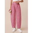 thumbnail image 3 of PRETTYGARDEN Plaid Barrel Pants Women Summer Casual Loose Wide Leg Lounge Gingham Trousers Spring Fashion Beach Bottoms, 3 of 9