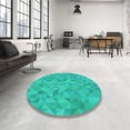 thumbnail image 4 of Ahgly Company Machine Washable Indoor Round Transitional Medium Spring Green Area Rugs, 4' Round, 4 of 7