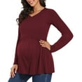 thumbnail image 3 of WellSize Women Maternity blouses Casual Fall Tunic Tops V Neck Long Sleeve Shirts Winter Pregnancy Clothes, 3 of 7