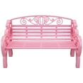 thumbnail image 2 of 1:6 Miniature Garden Bench, Decorative Plastic Doll Furniture, Park Bench with Scrollwork Design, Pink, 2 of 9