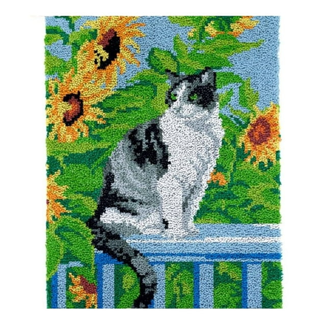 Trousse d'Accrochage avec Loquet pour Fabrication de Tapis / Chat au Jardin (2 Tailles Offertes)