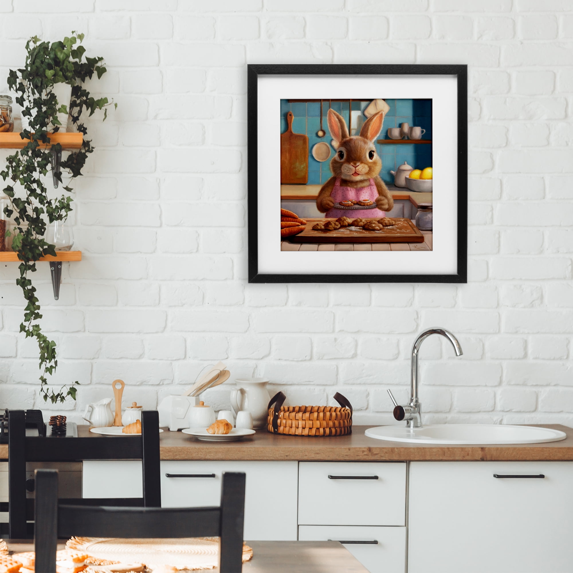 Stupell Industries Mrs. Bunny Bakewell Black Framed Print Under Glass, design by Lucia Heffernan