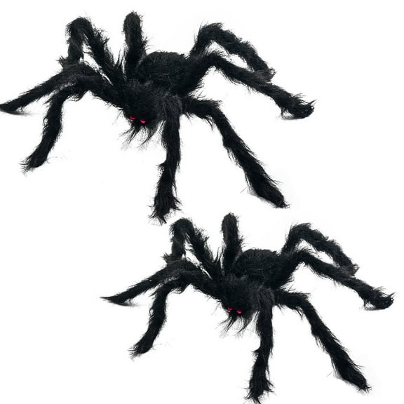 Halloween Decoration Set – 2 Pack Fluffy Realistic Giant Spiders for Spooky Setup