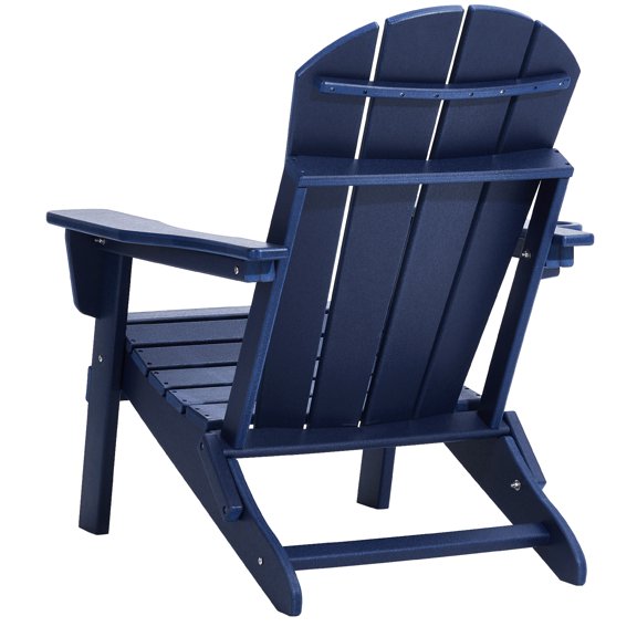 KFFKFF 2 Pack Adirondack Chairs, Outdoor Folding HDPE Patio Seats, Maximum 400lb Capacity for Lawn, Backyard, Garden Seating-Navy Blue