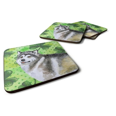 Alaskan Malamute St Patricks Foam Coaster Set of 4 Green