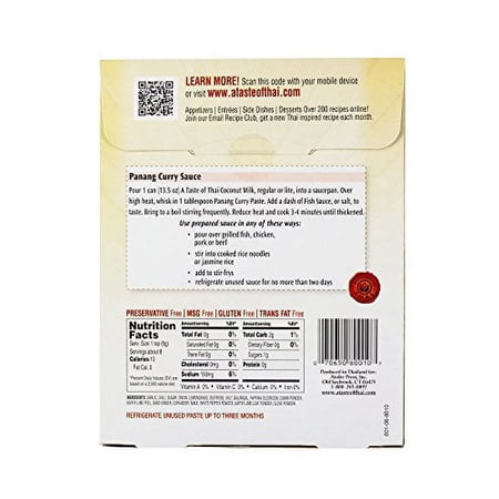 A Taste of Thai Panang Curry Paste - 1.75oz Pack of 6 Ready-to-Use Mix Flavored with Classic Thai Spices | Mild Curry Flavor Perfect for Veggies | Use for Stir-fry Grilling & More | Non-GMO
