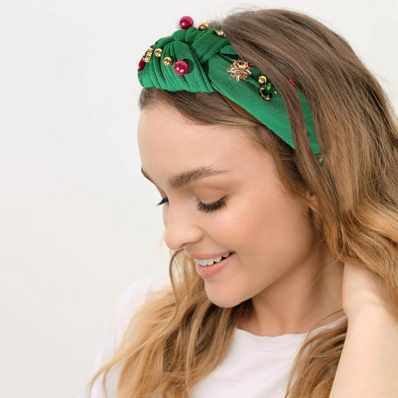Christmas Knotted Headband for Women Festive Holiday Hair Accessories Wide Turban Style Headwear Cute Seasonal Hairband Party Decoration