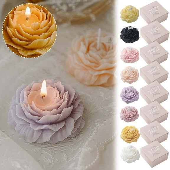 Nsxcdh Peony Scented Candle Paraffin Soy Wax Small Flower Shape Sweet Aroma Hand Gift Decorative Home