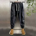 thumbnail image 4 of Pantalones de trabajo con forro polar para hombre, pantalones cargo negros para senderismo, color caqui, para exteriores, de nailon, moda emo, estilo Harajuku, ropa de algodón, 4 of 4
