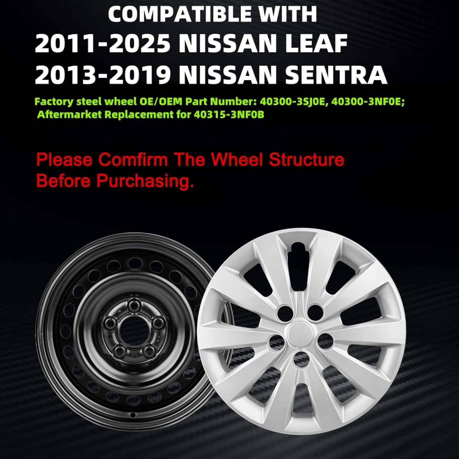 16" Wheel Covers Full Rim Snap On Hubcaps For 2013-2019 Nissan Sentra Set Of 4