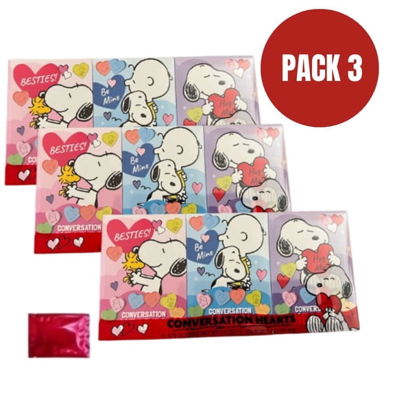 Conversation Hearts Candies, 3-Count Boxes, Pack of 3 | Classic Valentine’s Day Candy | Sweet Messages Candy | Includes BONUS LaPrima Morceau Bonbon