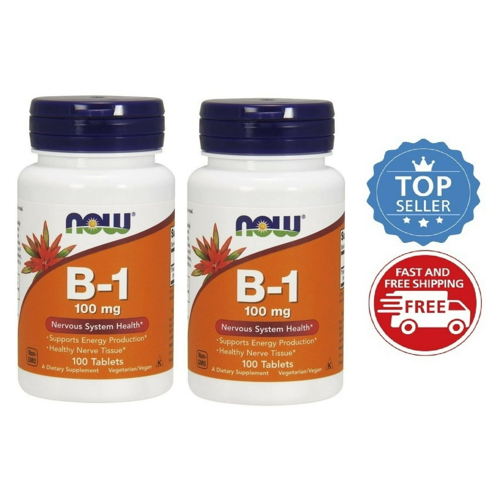 Now Foods Vitamin B1, Thiamine, 100 mg, 100 Tablets, 2 Pack Walmart