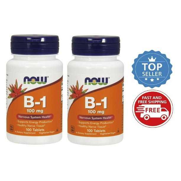 Now Foods Vitamin B1, Thiamine, 100 mg, 100 Tablets, 2 Pack Walmart