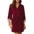 thumbnail image 3 of Lixiuxyad Soft Velvet Cozy Sleep Robe,Red, 3 of 6