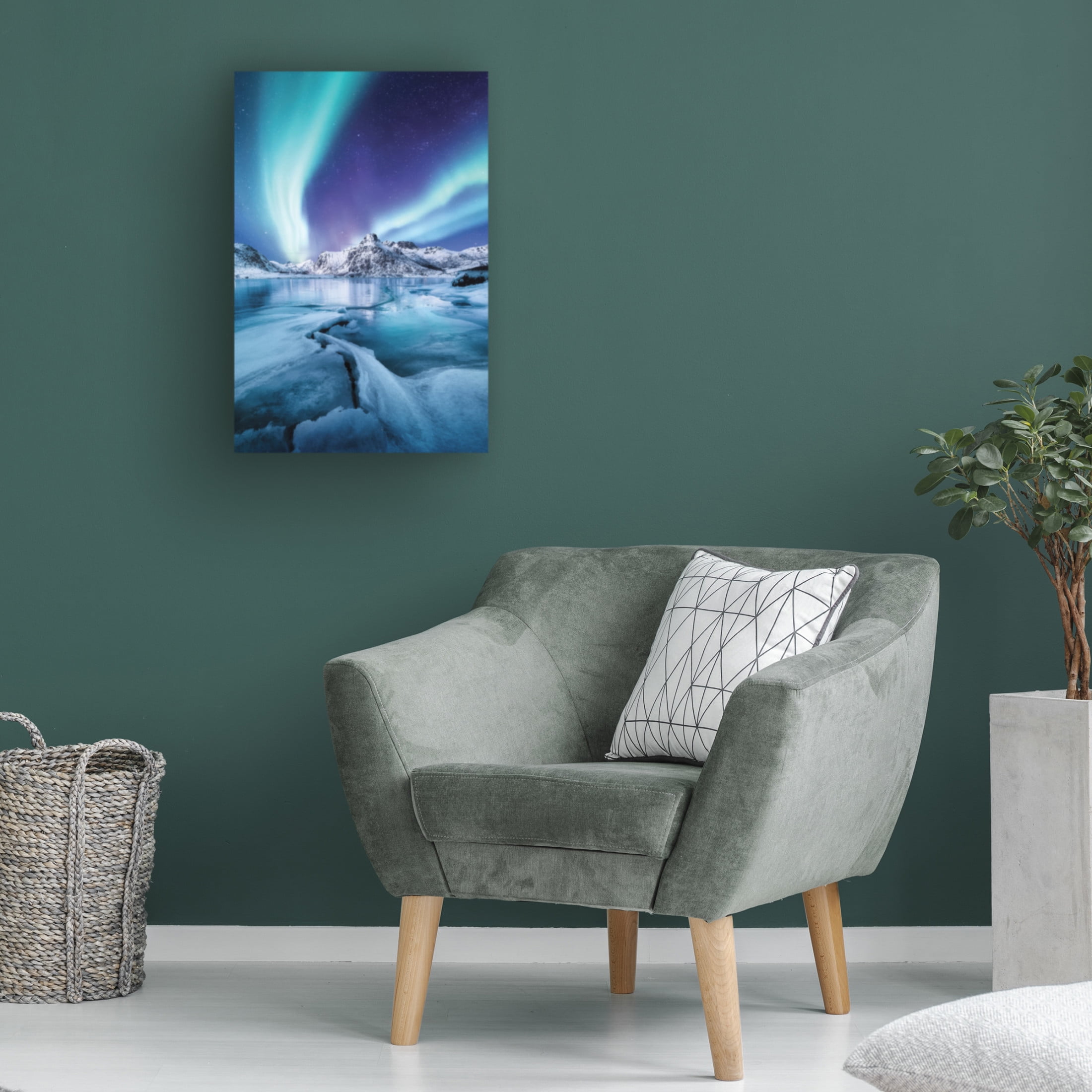 Canvas Wall Art - Incado 'Northern Light over Lake' Wall Art for Living Room, Bedroom, or Office Décor by Trademark Fine Art - 16 x 24 Inches