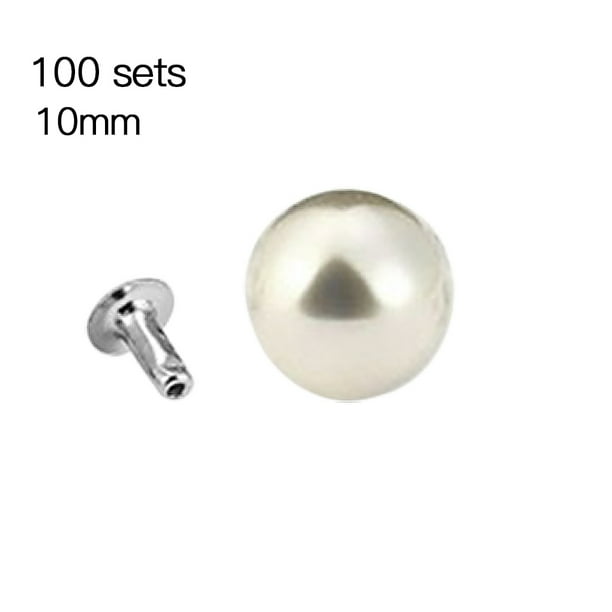 Remache de perlas artificiales de plástico, medio agujero, tachuelas para manualidades, botones para manualidades, decoración de picos, 10 mm Vogacara HA8292-03B