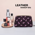 thumbnail image 4 of Bingfone Breast Cancer Awareness3 Print Leather Makeup Bag, Portable Hand-held Zipper Female Cosmetic Bag Toiletry Bag, Suitable for Home and Travel, 4 of 6