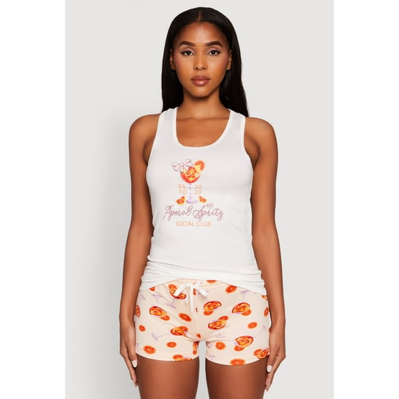 Womens Aperol Spritz Graphic Pajama Tank Top and Shorts