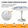 thumbnail image 2 of Elastic Fitted Round Tablecloth, Eucalyptus Leaves Waterproof Stretch Table Cover for 36"-44" Tables, Navy Blue Summer Botanical Weeping Washable Outdoor Tablecloths for Patio, Picnic, Camping, 2 of 9